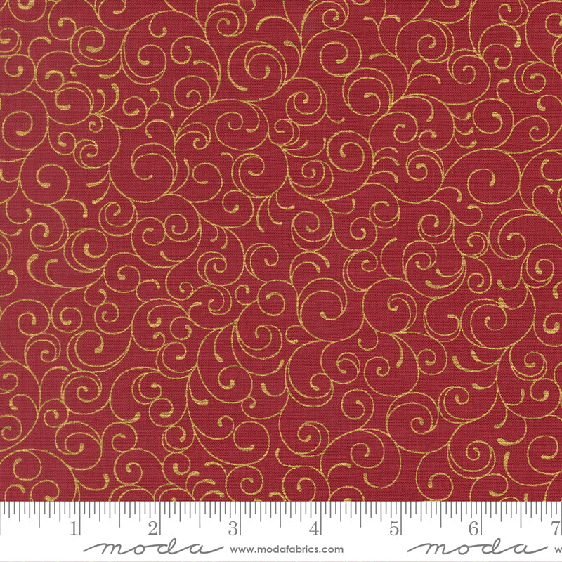 Merry Manor Metallic - Crimson 33865-12 | Moda Fabrics