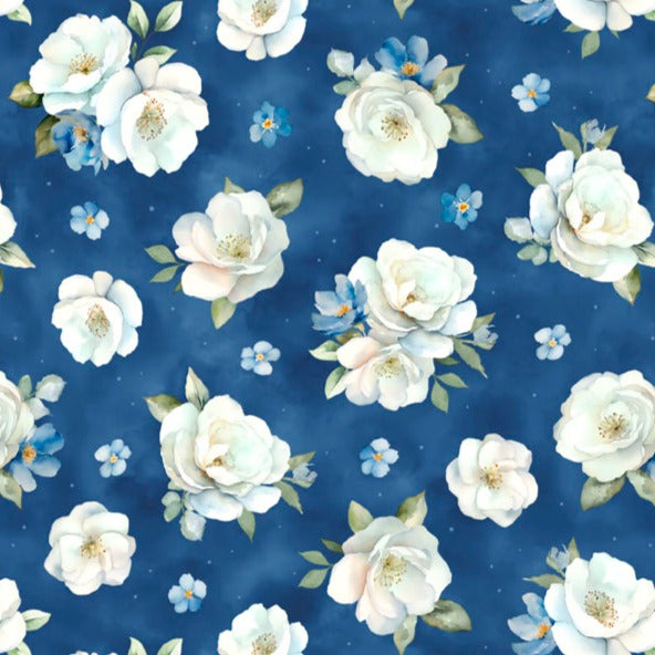 Blue Harmony - Dark Blue Floral 33901-417 | Wilmington Prints