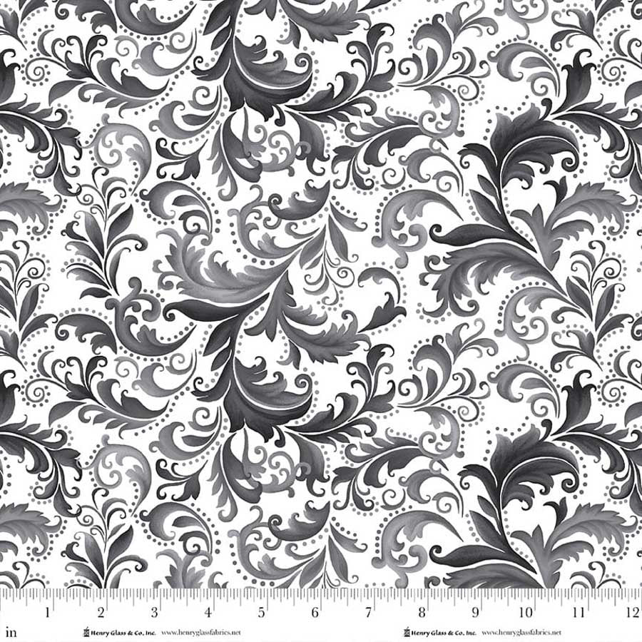 Scarlet's Treasure - White Black 3643-19 | Henry Glass Fabrics