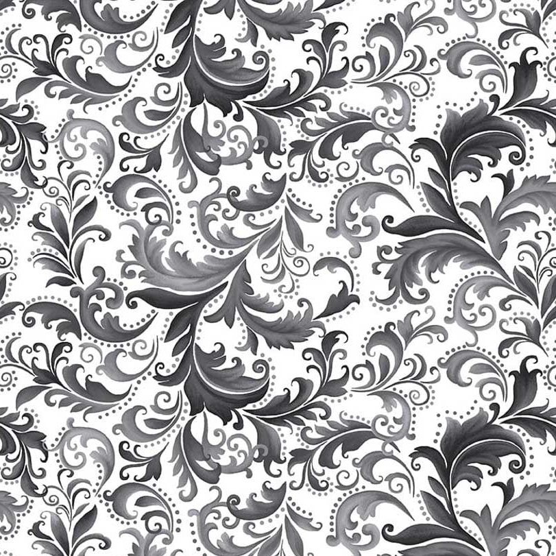 Scarlet's Treasure - White Black 3643-19 | Henry Glass Fabrics