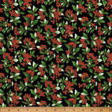 Blooming Holidays - Black Metallic Gold Berries - Hoffman Fabrics - Polonia Designs
