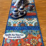 Boho Blooms 12"x42" Quilt-As-You-Go Table Runner Kit - Curated by Polonia Designs - Polonia Designs