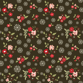 Glisten - Winter Flowers Mocha - Riley Blake Designs - Polonia Designs