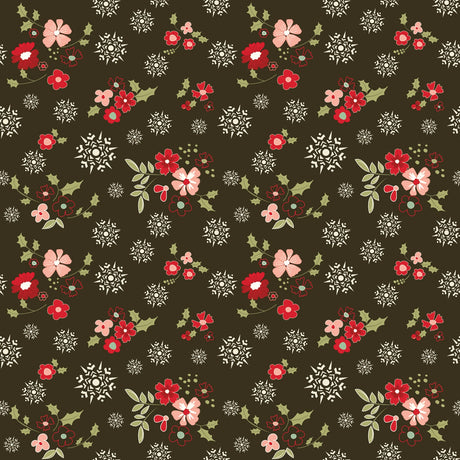 Glisten - Winter Flowers Mocha - Riley Blake Designs - Polonia Designs