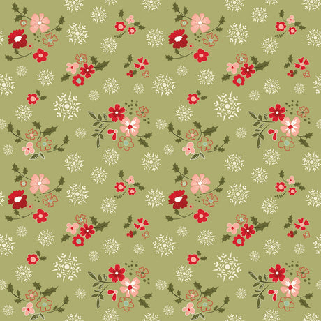 Glisten - Winter Flowers Olive - Riley Blake Designs - Polonia Designs