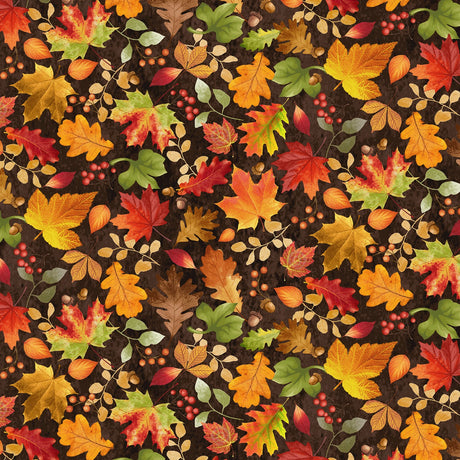 Gather with a Grateful Heart - Tossed Fall Leaves - Timeless Treasures - Polonia Designs