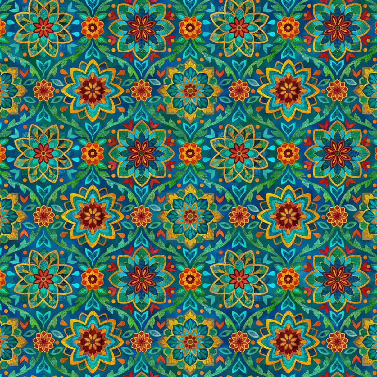 Boho Blooms - Medallion Blue - Northcott - Polonia Designs