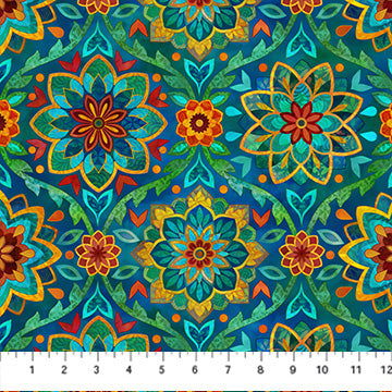 Boho Blooms - Medallion Blue - Northcott - Polonia Designs