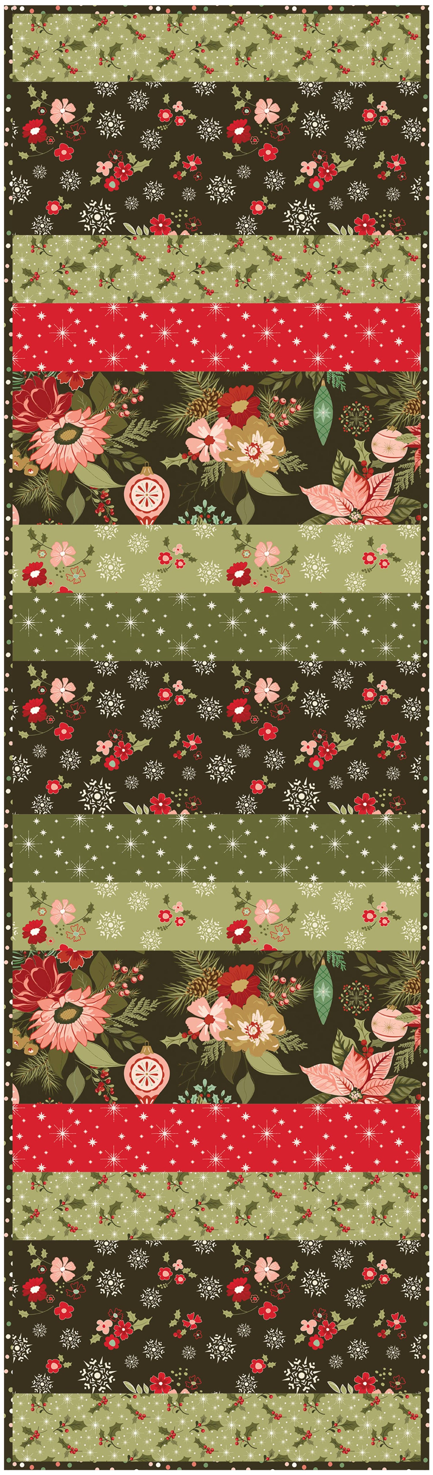 Glisten 12"x42" Quilt-As-You-Go Christmas Table Runner Kit - Curated by Polonia Designs - Polonia Designs