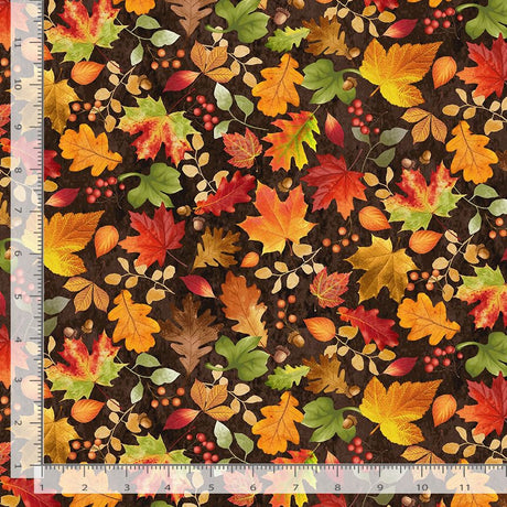 Gather with a Grateful Heart - Tossed Fall Leaves - Timeless Treasures - Polonia Designs