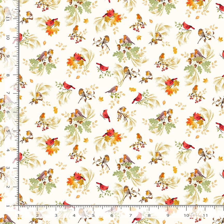 Gather with a Grateful Heart - Cardinal on Branches - Timeless Treasures - Polonia Designs