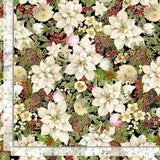 Merry Christmas Metallic - Holiday Floral CM4144 | Timeless Treasures