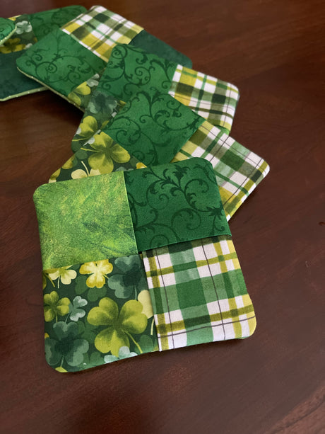 St. Patrick's Day Shamrock Flip-Out Quilted 8 Coaster Kit - Curated by Polonia Designs - Polonia Designs