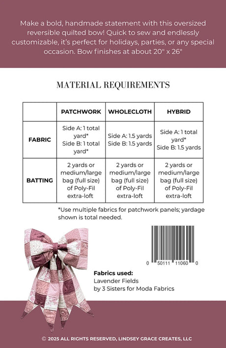 The Big Giant Quilted Bow pattern
