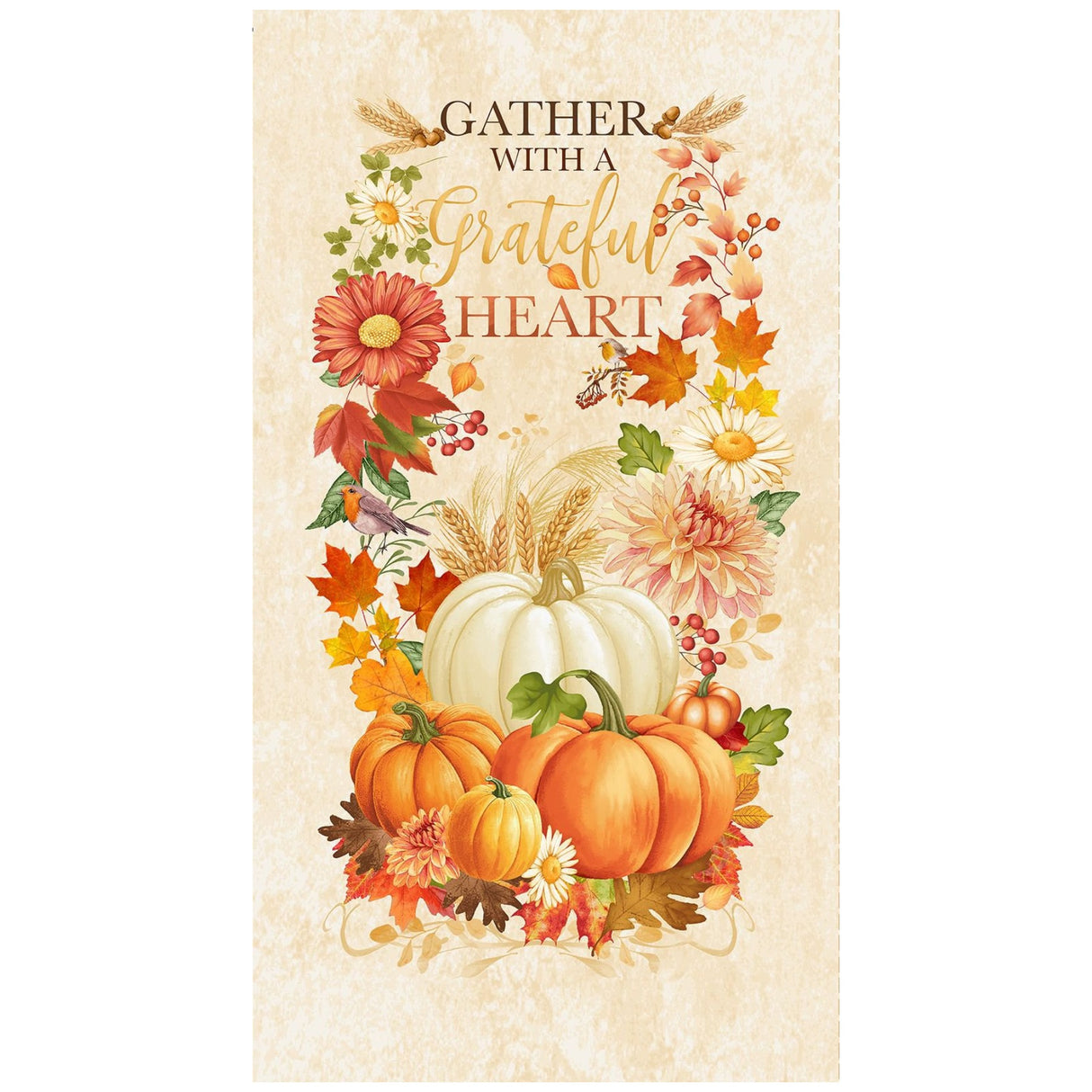 Gather with a Grateful Heart - Harvest Panel - Timeless Treasures - Polonia Designs
