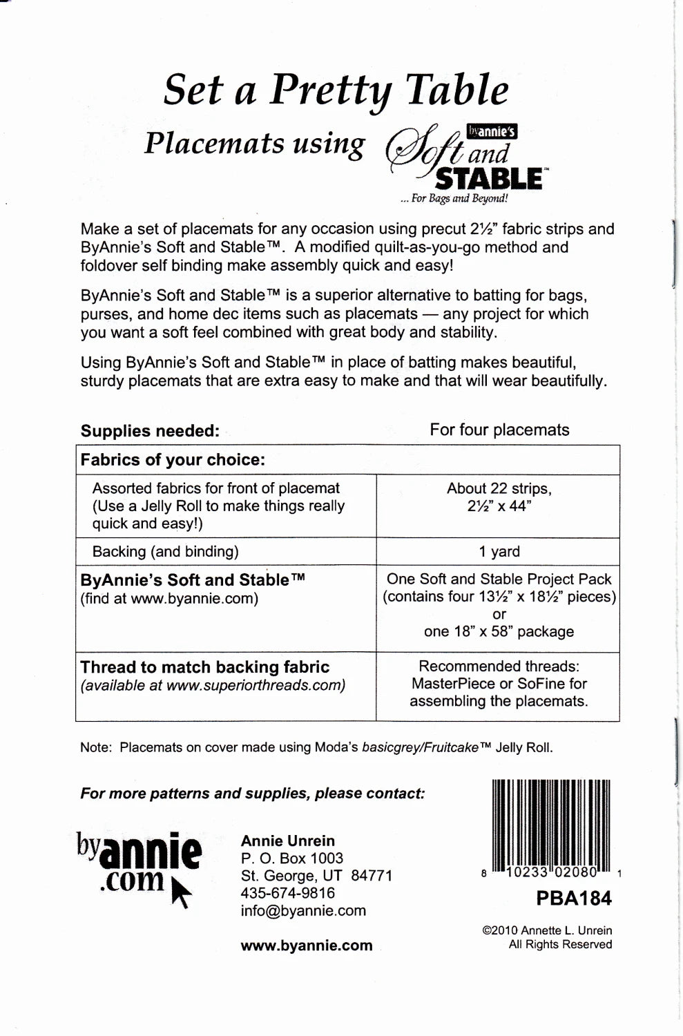 Set a Pretty Table Placemat pattern - ByAnnie - Polonia Designs