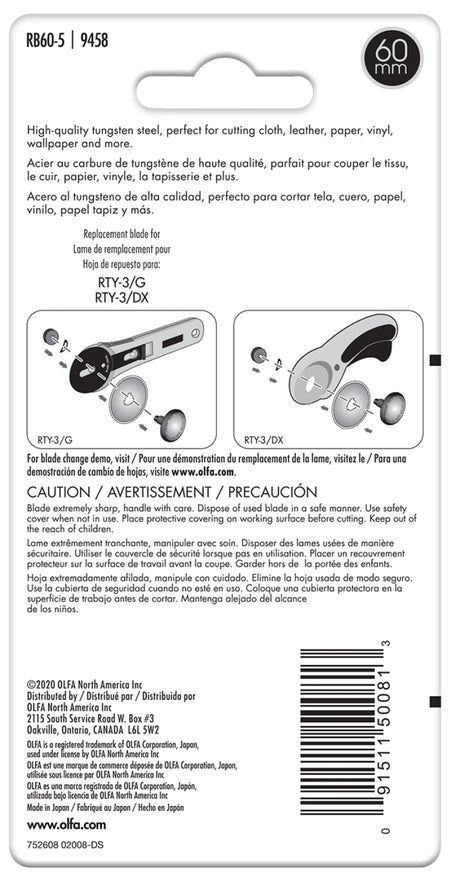 Olfa 60mm Rotary Blade | 5 Pack
