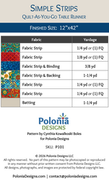 Quilt-As-You-Go 12"x42" Easy Quilted Table Runner Pattern