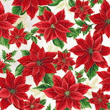 Blooming Holidays - Natural Metallic Gold Large Floral - Hoffman Fabrics - Polonia Designs