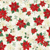 Blooming Holidays - Natural Metallic Gold Small Floral - Hoffman Fabrics - Polonia Designs