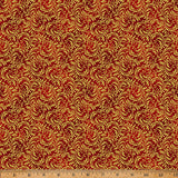 Blooming Holidays - Scarlet Metallic Gold Filigree - Hoffman Fabrics - Polonia Designs
