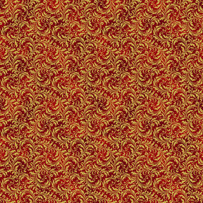 Blooming Holidays - Scarlet Metallic Gold Filigree - Hoffman Fabrics - Polonia Designs