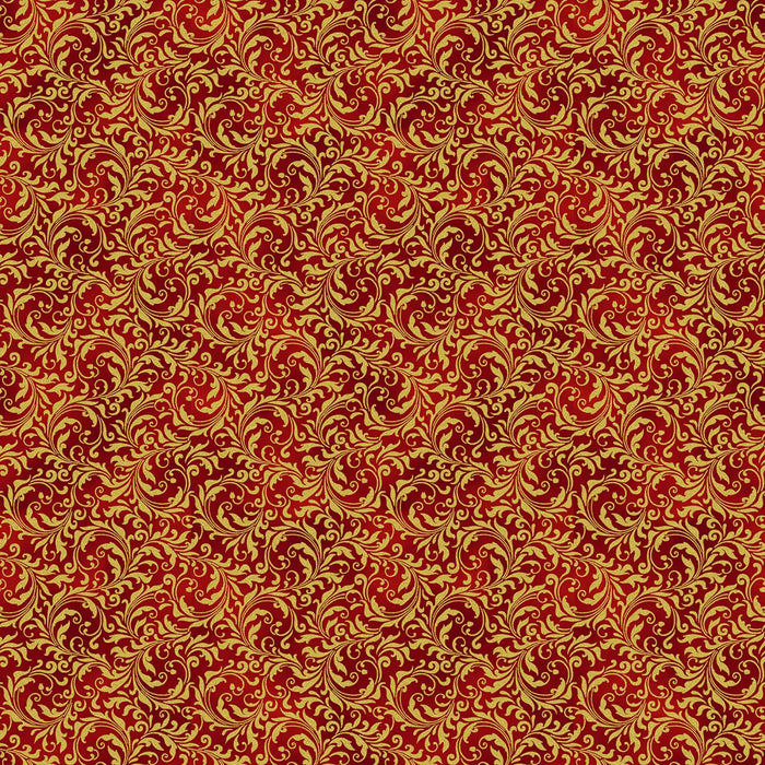 Blooming Holidays - Scarlet Metallic Gold Filigree