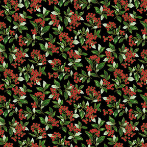 Blooming Holidays - Black Metallic Gold Berries - Hoffman Fabrics - Polonia Designs