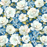 Blue Harmony - Dark Blue Large Floral All Over