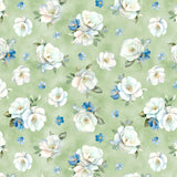 Blue Harmony - Green Floral Toss