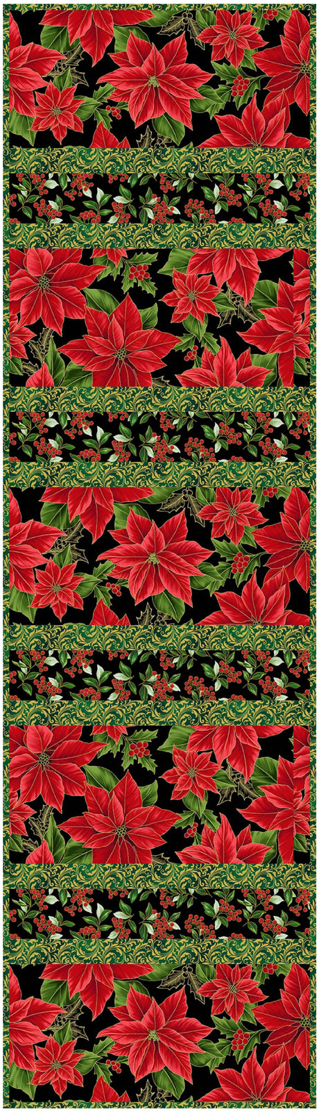 Blooming Holidays-Black 12"x43" Quilt-As-You-Go Table Runner Kit - Curated by Polonia Designs - Polonia Designs