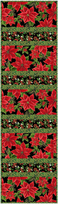 Blooming Holidays-Black 12"x43" Quilt-As-You-Go Table Runner Kit