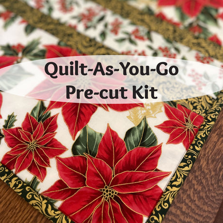 Blooming Holidays-White 12"x43" Quilt-As-You-Go Table Runner Kit - Curated by Polonia Designs - Polonia Designs
