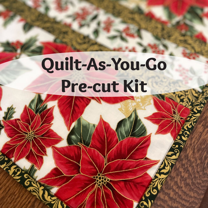 Blooming Holidays-White 12"x43" Quilt-As-You-Go Table Runner Kit