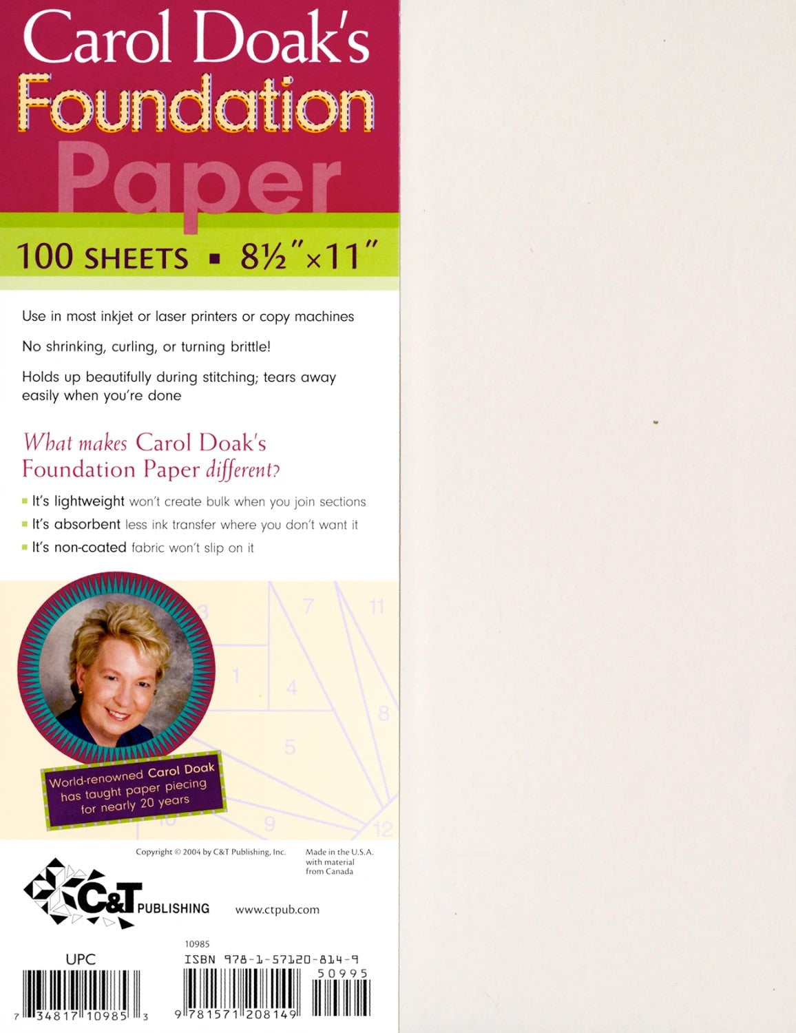 Carol Doak's Foundation Paper 8.5"x11"