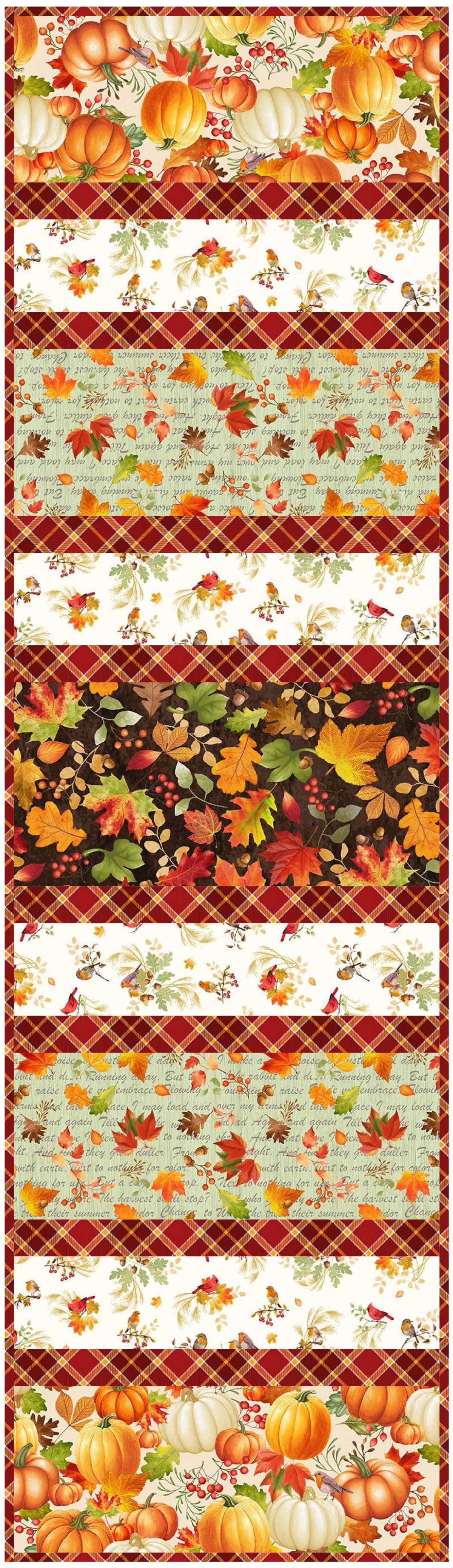Gather with a Grateful Heart 12"x42" Quilt-As-You-Go Table Runner Kit