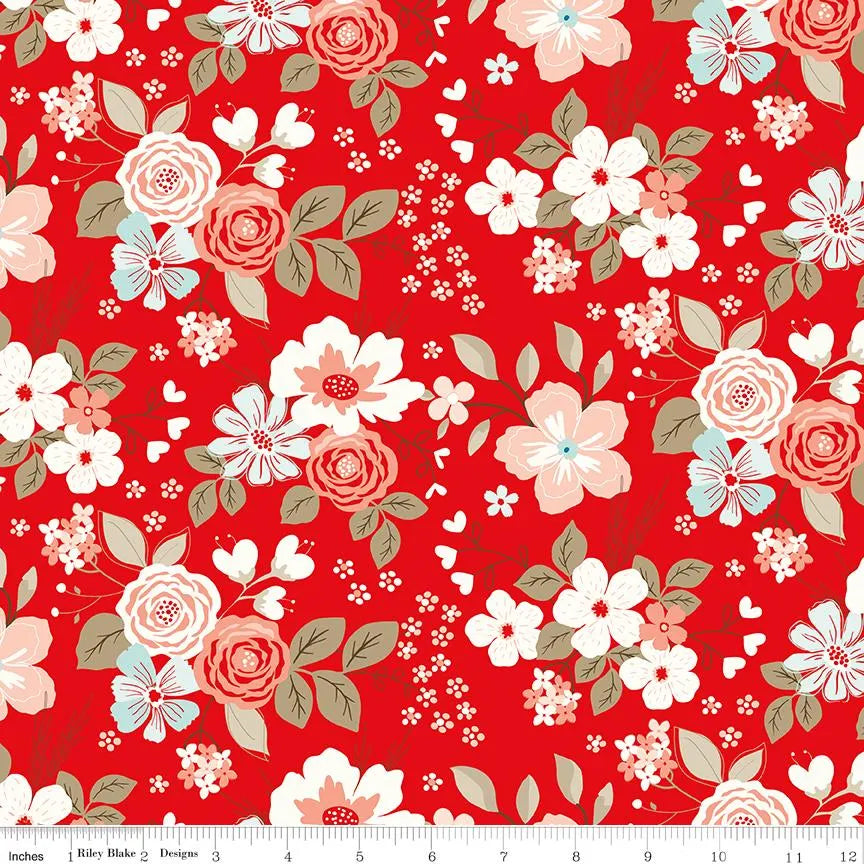 You & Me - Main Floral Red - Riley Blake Designs - Polonia Designs