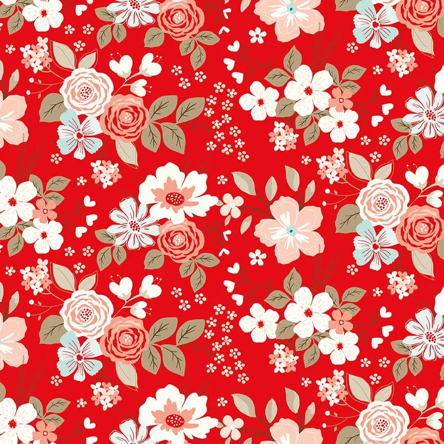 You & Me - Main Floral Red - Riley Blake Designs - Polonia Designs