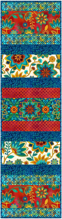 Boho Blooms 12"x42" Quilt-As-You-Go Table Runner Kit