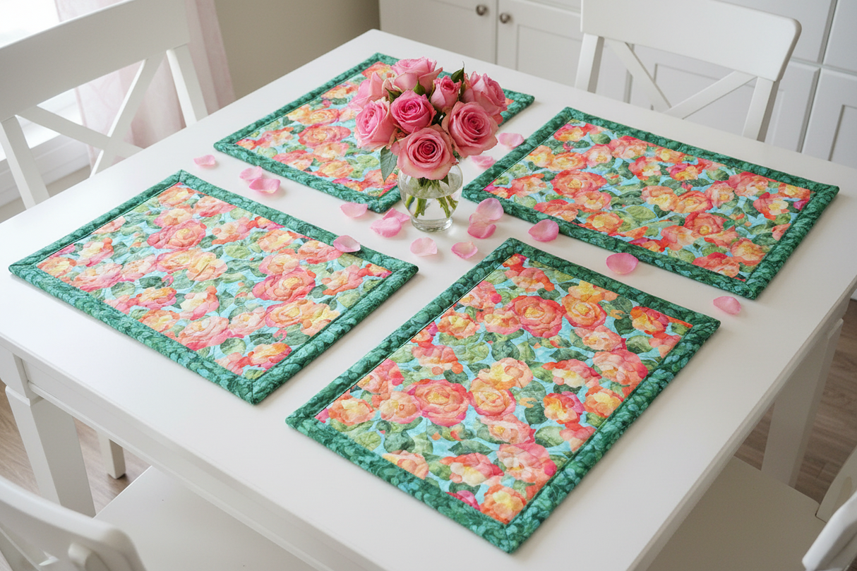 No-Iron Self-Binding Quilted Placemat Pattern Instant PDF Download