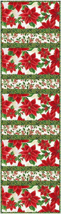 Blooming Holidays-White 12"x43" Quilt-As-You-Go Table Runner Kit